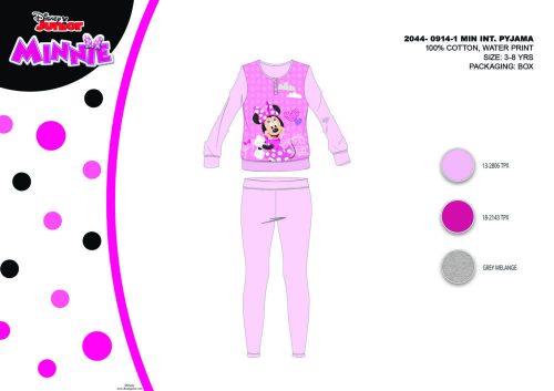 Zimowa bawełniana piżama dziecięca z interlockiem - Disney Minnie Mouse - jasnoróżowy - 134