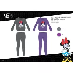   Zimowa piżama damska z bawełny interlockowej - Disney Minnie Mouse - Wszystko z Minnie napisem - lila - L
