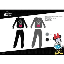   Zimowa piżama damska z bawełny interlockowej - Disney Minnie Mouse