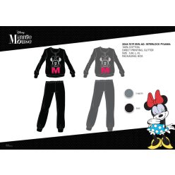   Zimowa piżama damska z bawełny interlockowej - Disney Minnie Mouse - szara - XL