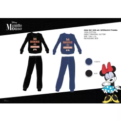   Zimowa piżama damska z bawełny interlockowej - Disney Minnie Mouse - Wszystko z Minnie napisem