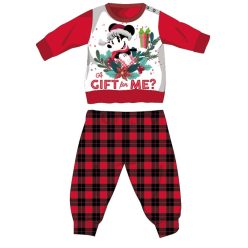   Disney Minnie Mouse zimowy gruby świąteczny pajacyk dla niemowląt - pajacyk z flaneli bawełnianej - czerwono-czarny - 92
