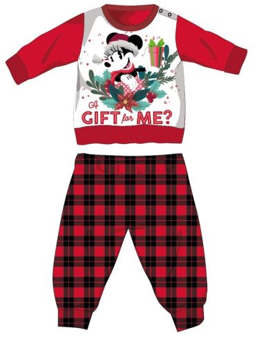 Disney Minnie Mouse zimowy gruby świąteczny pajacyk dla niemowląt - pajacyk z flaneli bawełnianej - czerwono-czarny - 98