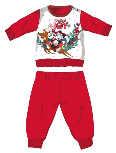 Disney Minnie Mouse zimowy gruby świąteczny pajacyk dla niemowląt - pajacyk z flaneli bawełnianej - czerwony - 80