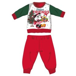   Disney Minnie Mouse zimowy gruby świąteczny pajacyk dla niemowląt - pajacyk z flaneli bawełnianej - czerwono-zielony - 80