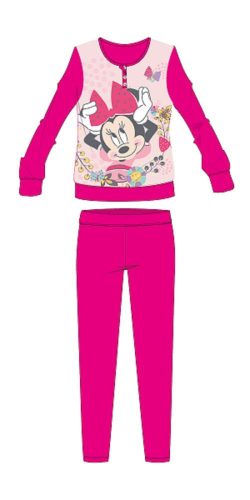 Disney Minnie Mouse zimowa bawełniana piżama dla dzieci - piżama interlock - wzór kwiatowy - różowy - 110