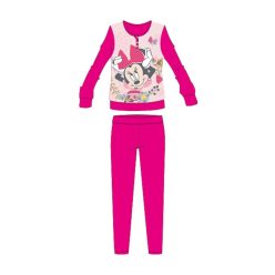   Disney Minnie Mouse zimowa bawełniana piżama dla dzieci - piżama interlock - wzór kwiatowy - różowy - 134-140