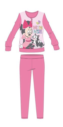 Disney Minnie Mouse zimowa bawełniana dziecięca piżama - piżama interlock - wzór motyla - różowa - 122