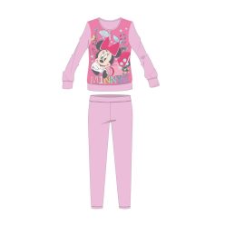   Disney Minnie Mouse zimowa bawełniana piżama dla dzieci - piżama interlock - wzór kwiatowy - jasnoróżowy - 110