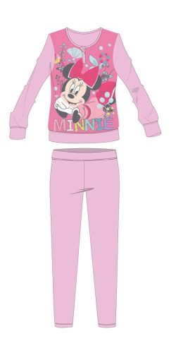 Disney Minnie Mouse zimowa bawełniana piżama dla dzieci - piżama interlock - wzór kwiatowy - jasnoróżowy - 128