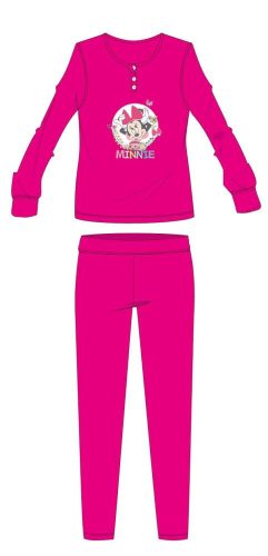 Disney Minnie Mouse zimowa bawełniana dziecięca piżama - piżama interlock - różowa - 104