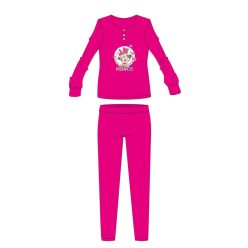   Disney Minnie Mouse zimowa bawełniana dziecięca piżama - piżama interlock - różowa - 128