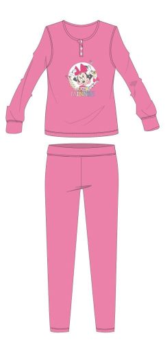 Disney Minnie Mouse zimowa bawełniana dziecięca piżama - piżama interlock - jasnoróżowa - 104