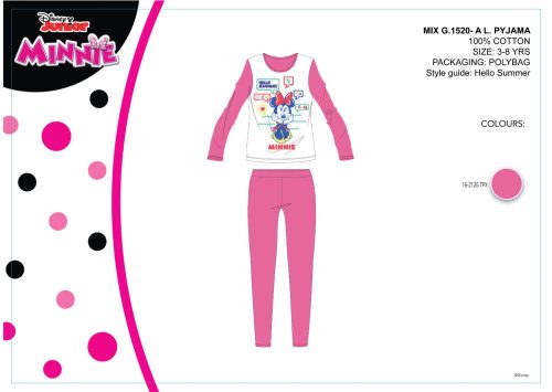 Disney Minnie Mouse dziecięca piżama z dzianiny - bawełniana piżama - różowa