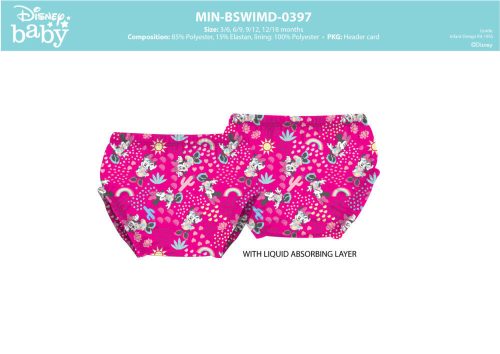 Pieluszki pływackie dla dziewczynek z Myszką Minnie - różowe - 80-86