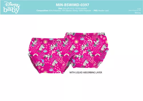 Pieluszki pływackie dla dziewczynek z Myszką Minnie - różowe - 80-86