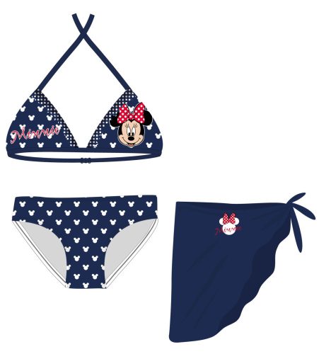 Disney Minnie Mouse zestaw strój kąpielowy - bikini z trójkątnym górnym + spódniczką dla dziewczynki - granatowy - 110