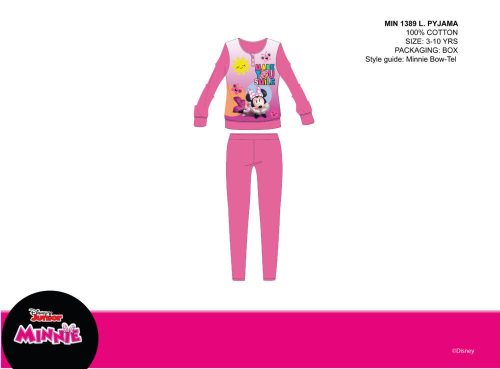 Disney Minnie Mouse cienka bawełniana piżama dla dzieci - piżama dresowa - ciemnoróżowa - 122