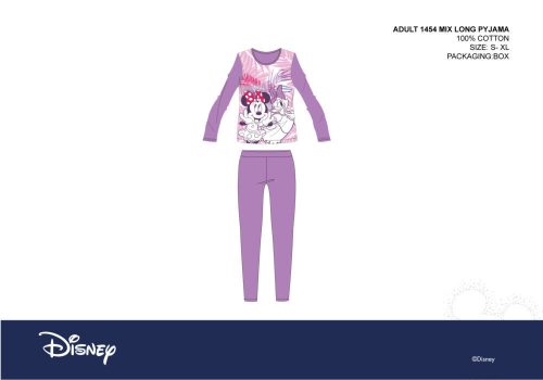 Disney Minnie Mouse damska piżama z dżerseju - piżama z bawełny - fioletowa - XS