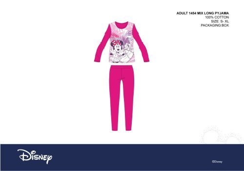 Disney Minnie Mouse damska piżama z dżerseju - piżama z bawełny - różowa - L
