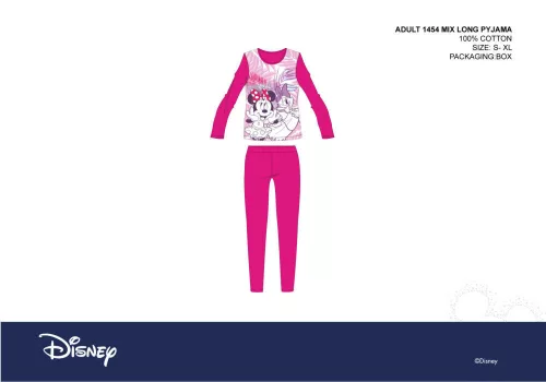 Disney Minnie Mouse damska piżama z dżerseju - piżama z bawełny - różowa - L