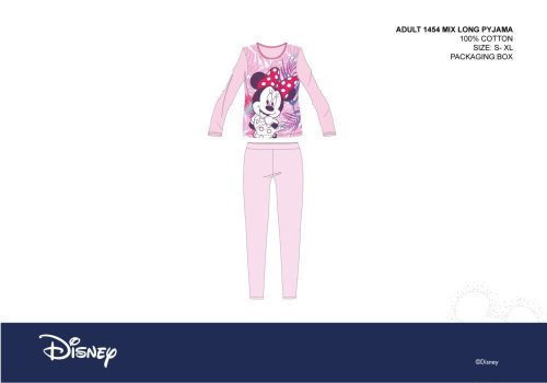 Disney Minnie Mouse damska piżama z dżerseju - piżama z bawełny - jasnoróżowa-fioletowa - XS