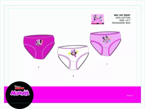 Disney Minnie Mouse dziewczęce majtki - 3 sztuki majtek bawełnianych - 122-128