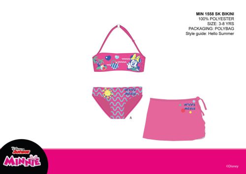 Disney Minnie Mouse zestaw strój kąpielowy - bikini + spódniczka dla dziewczynki - ciemnoróżowy - 116