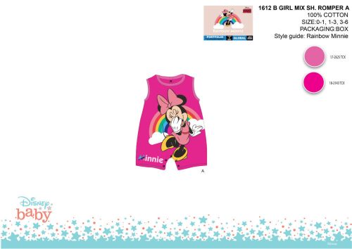 Disney Minnie myszka letni bezrękawnik dla niemowląt - wzór tęczy - różowy-różowy - dla dzieci od 0 do 1 miesiąca