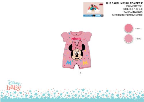 Disney Minnie myszka letnia krótki rękaw pajacyk dla niemowląt - różowy - dla dzieci od 0 do 1 miesiąca