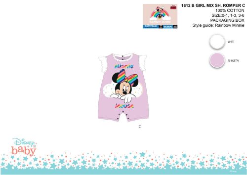 Disney Minnie myszka letnia krótki rękaw pajacyk dla niemowląt - jasnofioletowy-biały - dla dzieci od 0 do 1 miesiąca