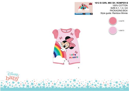 Disney Minnie myszka letnia krótki rękaw pajacyk dla niemowląt - jasnoróżowy-różowy - dla dzieci od 1 do 3 miesiąca