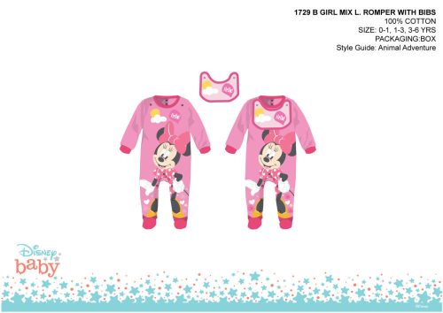 Disney Minnie Mouse pajacyk dla niemowlaka z fartuszkiem - różowo-czerwony - dla niemowlaka 1-3 miesiące