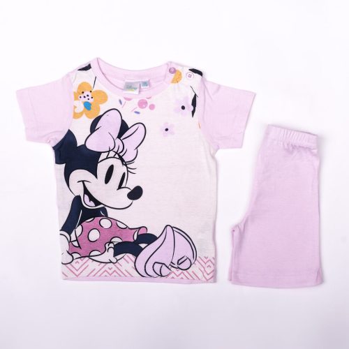 Myszka Minnie dziewczynka letni zestaw z bawełny - zestaw koszulka-szorty - jasnoróżowy - 86