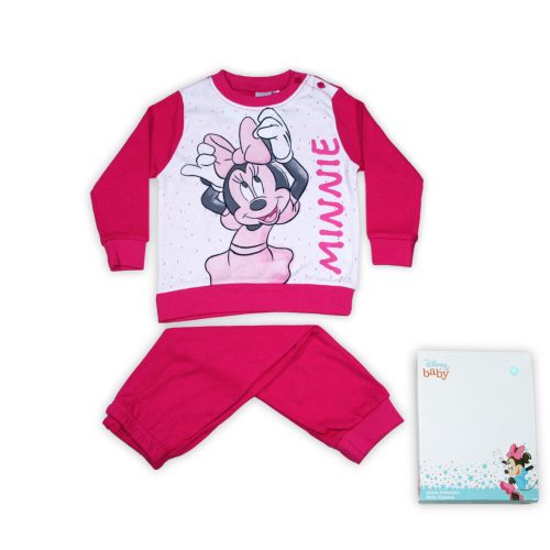 Zimowa bawełniana piżama dla niemowląt - Minnie Mouse - różowa - 80