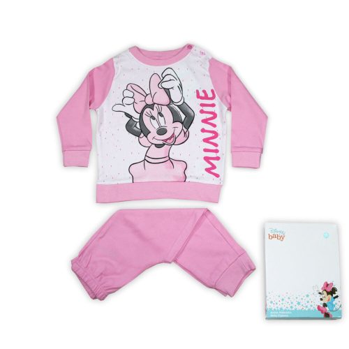 Zimowa bawełniana piżama dla niemowląt - Minnie Mouse - jasnoróżowa - 80
