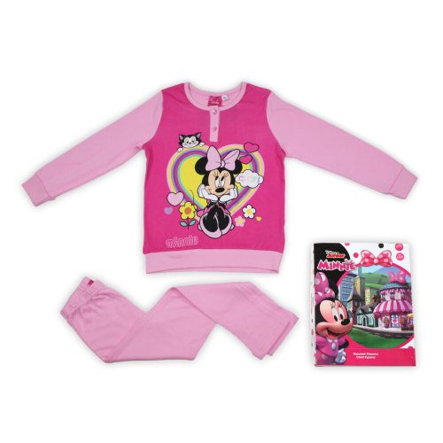 Zimowa bawełniana piżama dziecięca - Myszka Minnie - jasnoróżowa - 110