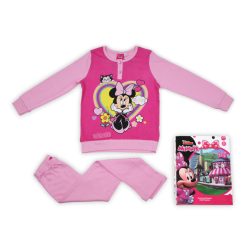   Zimowa bawełniana piżama dziecięca - Myszka Minnie - jasnoróżowa - 128