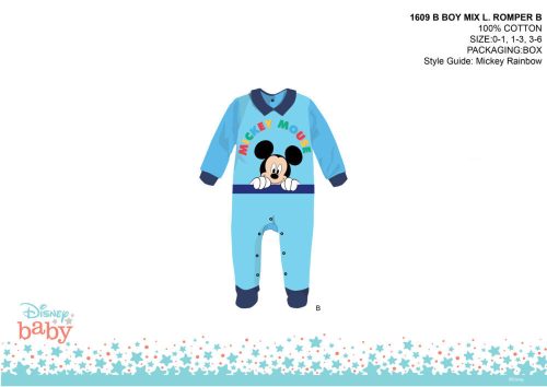 Dres dla niemowlaka Disney Mickey Mouse - z kołnierzem - jasnoniebiesko-ciemnoniebieski - dla niemowlaka 0-1 miesiąca