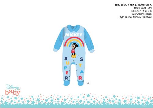 Dres dla niemowlaka Disney Mickey Mouse - z kołnierzem - jasnoniebiesko-jasnoniebieski - dla niemowlaka 1-3 miesiące