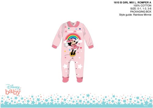 Disney Minnie Mouse pajacyk dla niemowlaka - z kołnierzykiem - z napisem Minnie Mouse - jasnoróżowy-różowy - dla niemowlaka 0-1 miesiąc