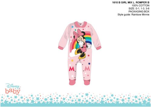 Disney Minnie Mouse pajacyk dla niemowlaka - z kołnierzykiem - jasnoróżowy-różowy - dla niemowlaka 0-1 miesiąc