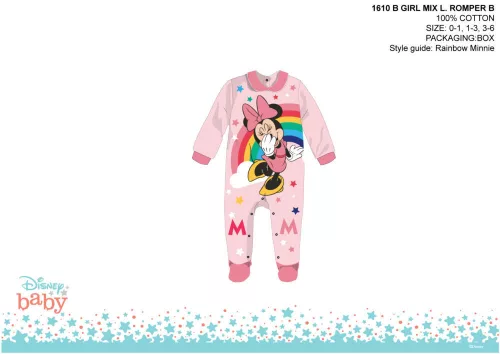 Disney Minnie Mouse pajacyk dla niemowlaka - z kołnierzykiem - jasnoróżowy-różowy - dla niemowlaka 1-3 miesiące