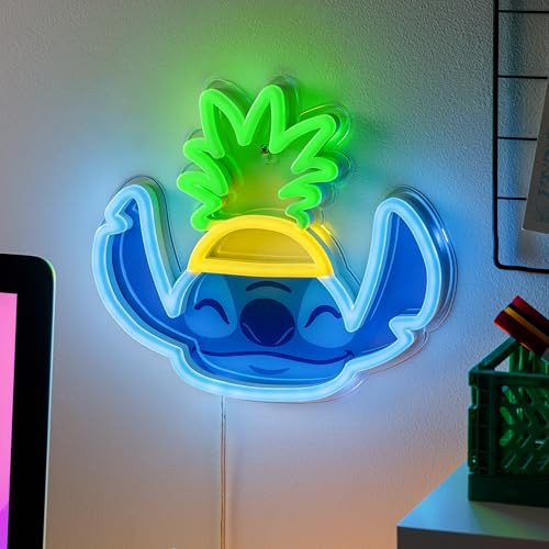 Lilo i Stitch ananas w kapeluszu Neonowa lampka naścienna Led