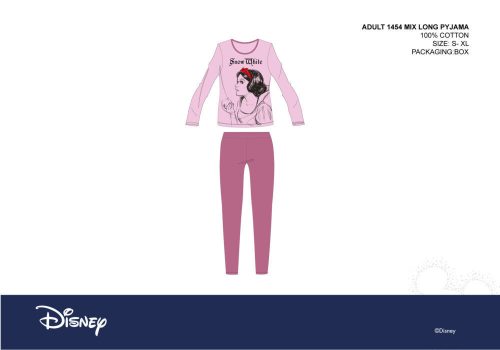 Disney Królewna Śnieżka damska piżama z dżerseju - bawełniana piżama - jasnoróżowo-fioletowa - XS