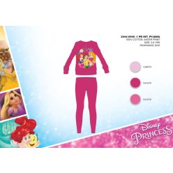   Zimowa bawełniana piżama dziecięca z interlockiem - Disney Księżniczki - różowa - 98