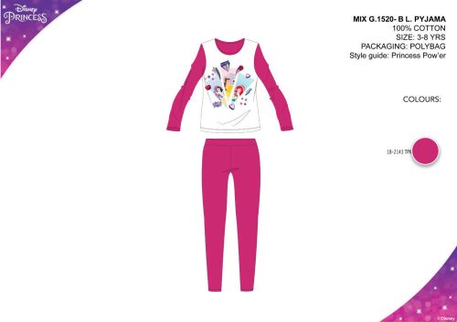 Disney Księżniczki piżama dziecięca z jerseyu - różowa