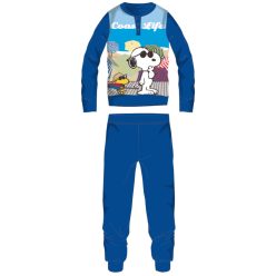   Snoopy długa cienka bawełniana dziecięca piżama - piżama z dzianiny - średnio-niebieska - 122
