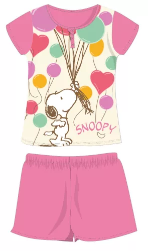 Snoopy krótki bawełniany letni piżama z krótkim rękawem - dziecięcy piżama z dzianiny - różowy - 104