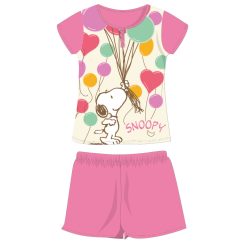   Snoopy krótki bawełniany letni piżama z krótkim rękawem - dziecięcy piżama z dzianiny - różowy - 116